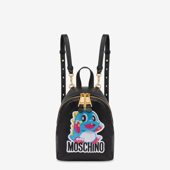SS24 MOSCHINO Couture Jeremy Scott Black w/ Blue Bubble Bobble Dragon Backpack main image 8
